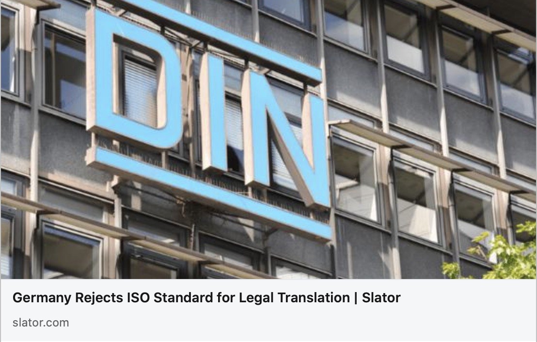 Germany Rejects ISO Standard for Legal Translation